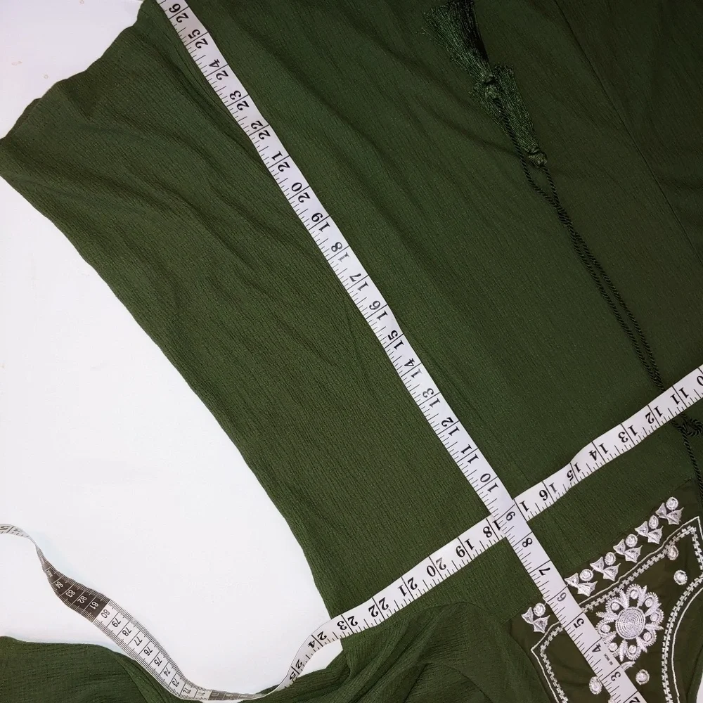 New Directions Olive Tunic with White Embroidery - Picture 4 of 7